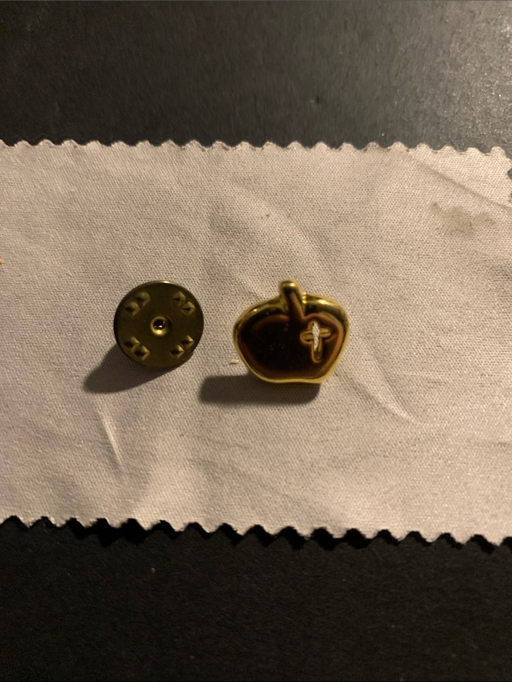 Gold Apple Lapel Pin with Cross Accent - Unbranded